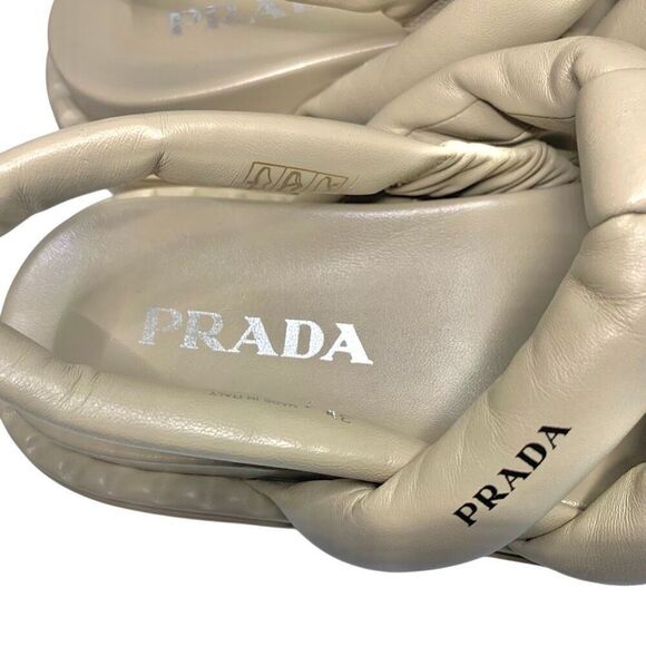 Prada Blow Padded Leather Puffy Slingback Sport Sandal EU 39.5 US 9.5 Leather - Picture 9 of 12